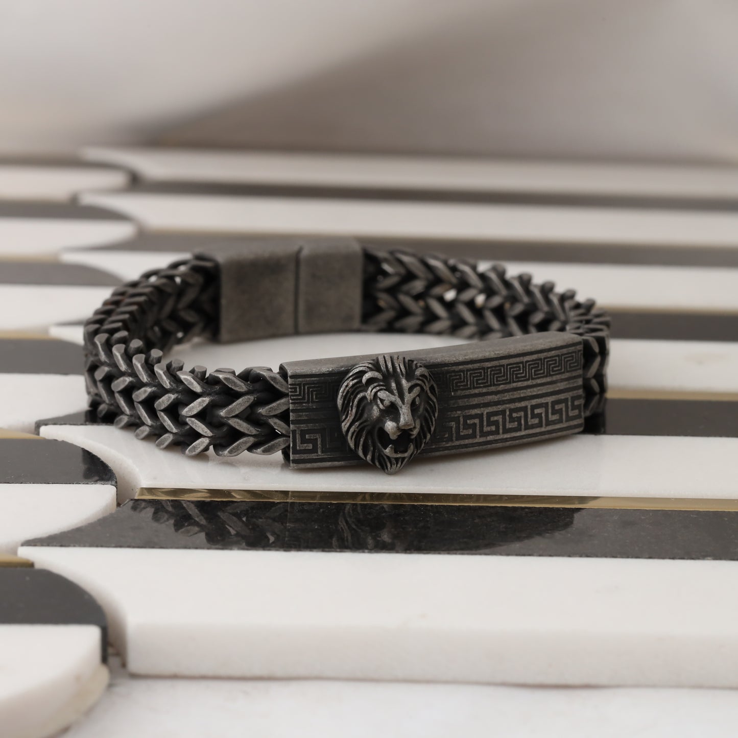 Lion Greek Pattern Stainless Steel Bracelet L1011