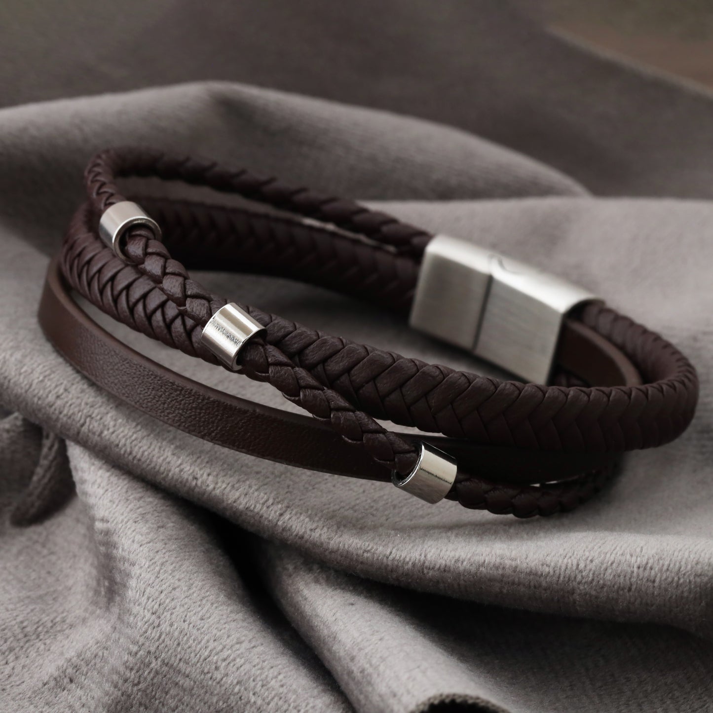 Premium Multi-Layer Braided Leather Bracelet with Magnetic Clasp L1261