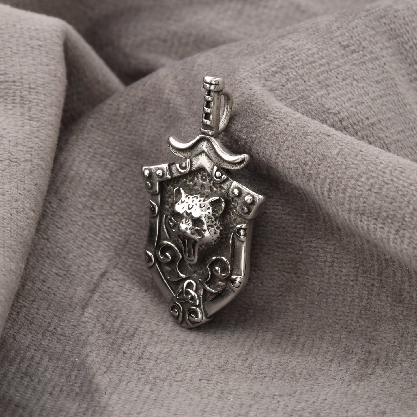 Shield & Sword Pendant - Premium Stainless Steel - Warrior Design - S286