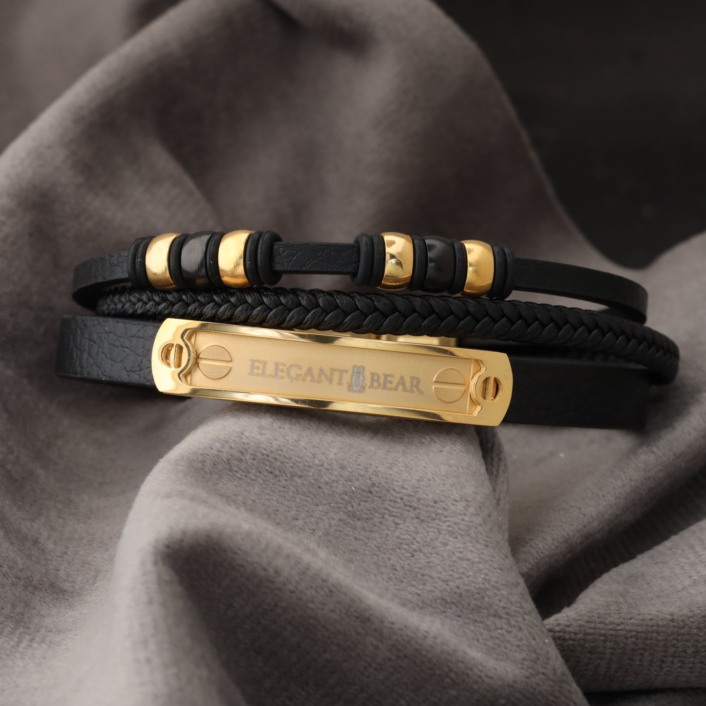 Natural Leather & Stainless Steel Bracelet L710