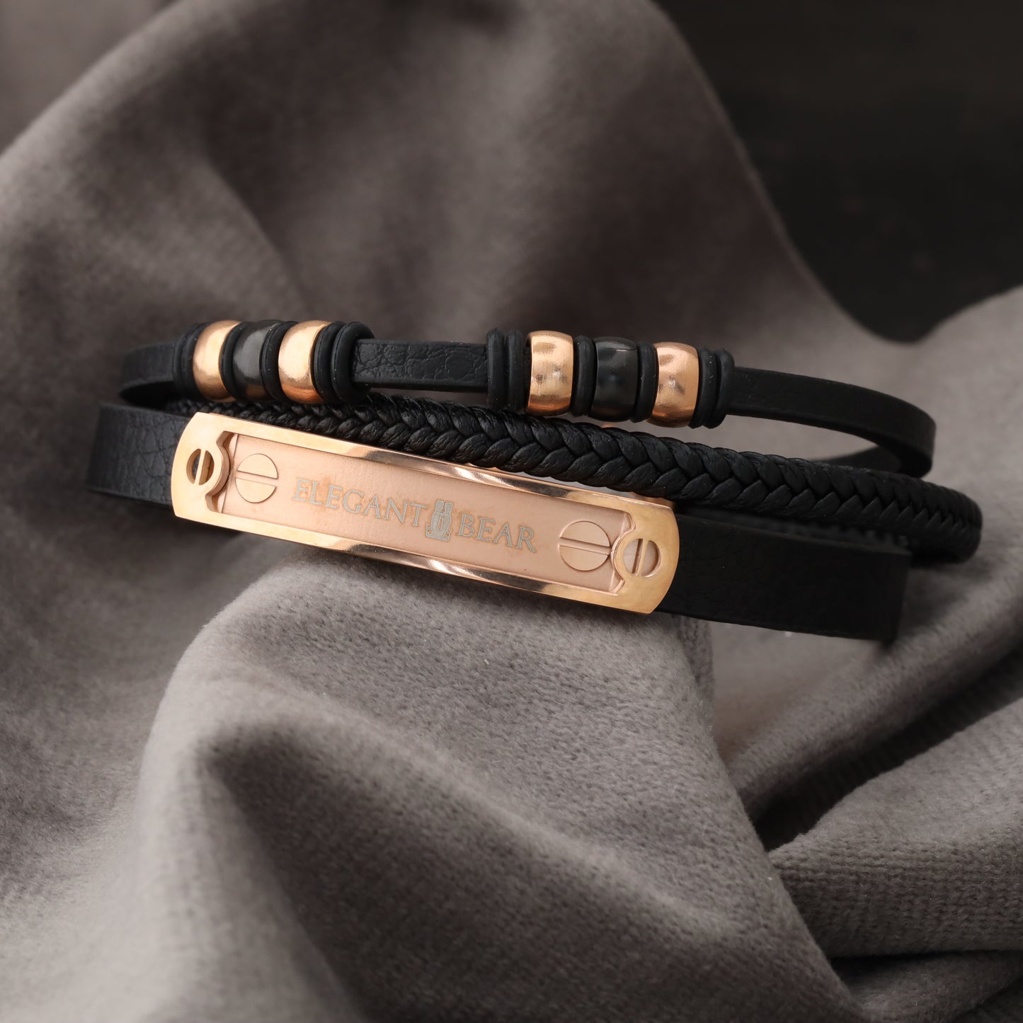 Natural Leather & Stainless Steel Bracelet L709