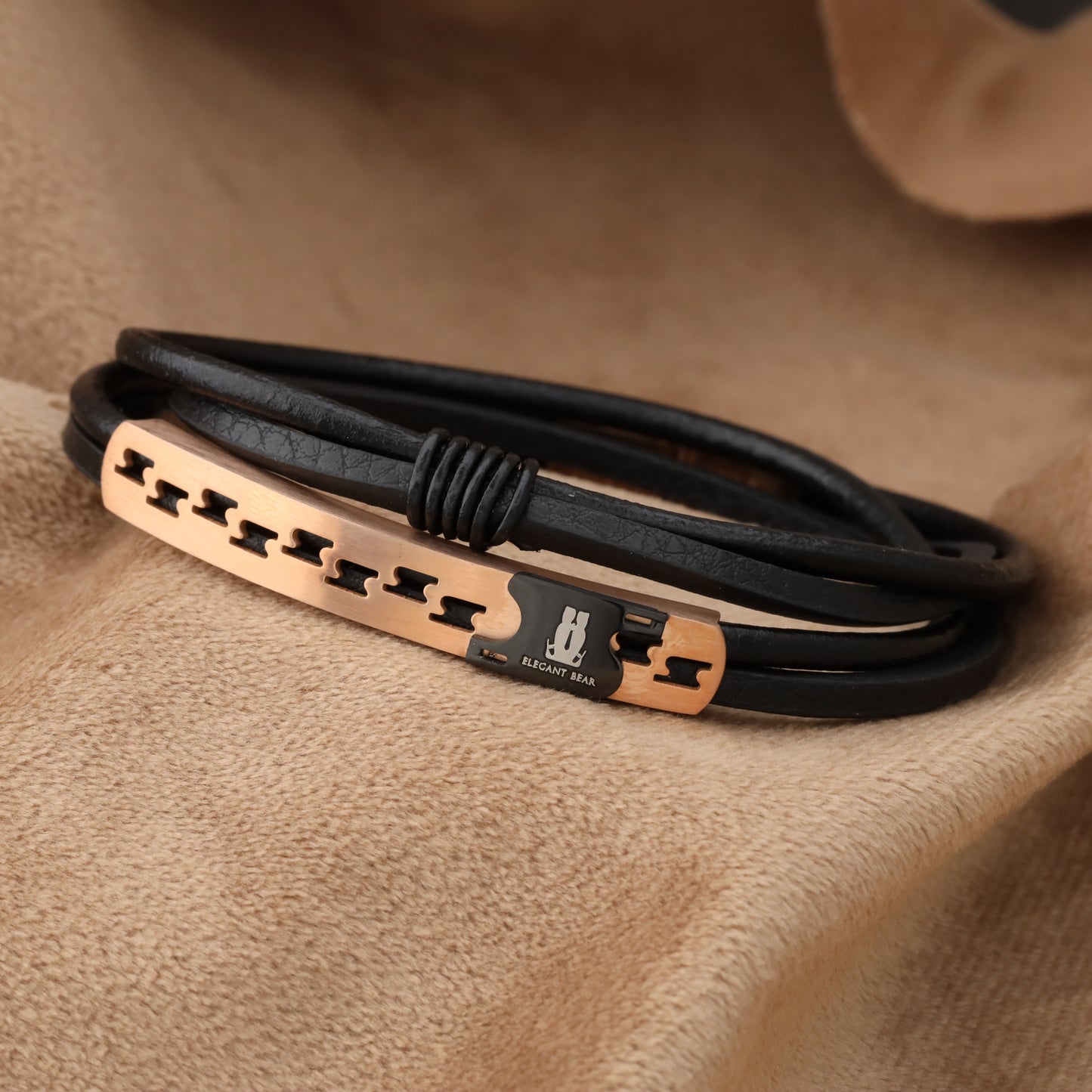 Natural Leather & Stainless Steel Bracelet L730