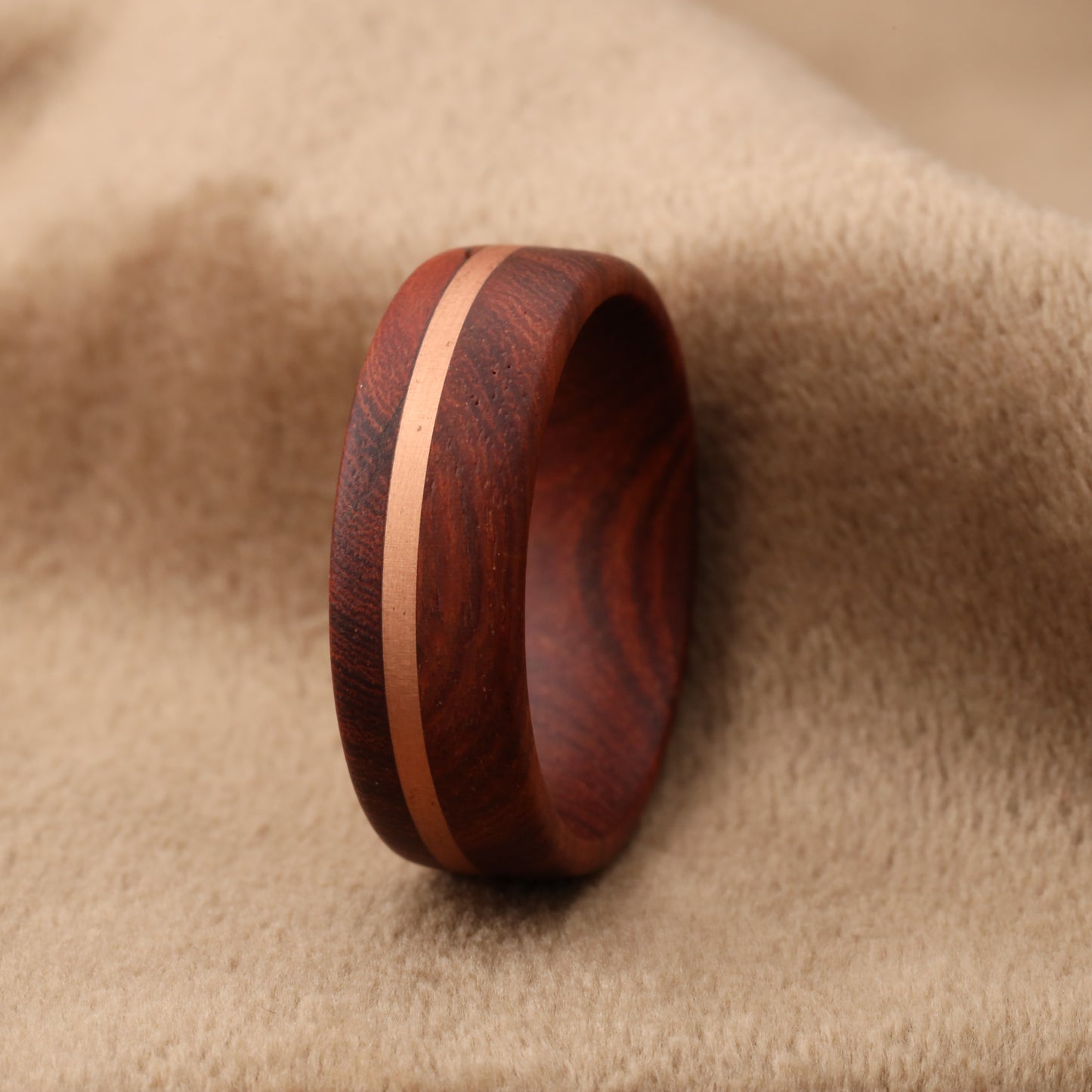 Rose Bentwood & Rose Gold Inlay Ring A154