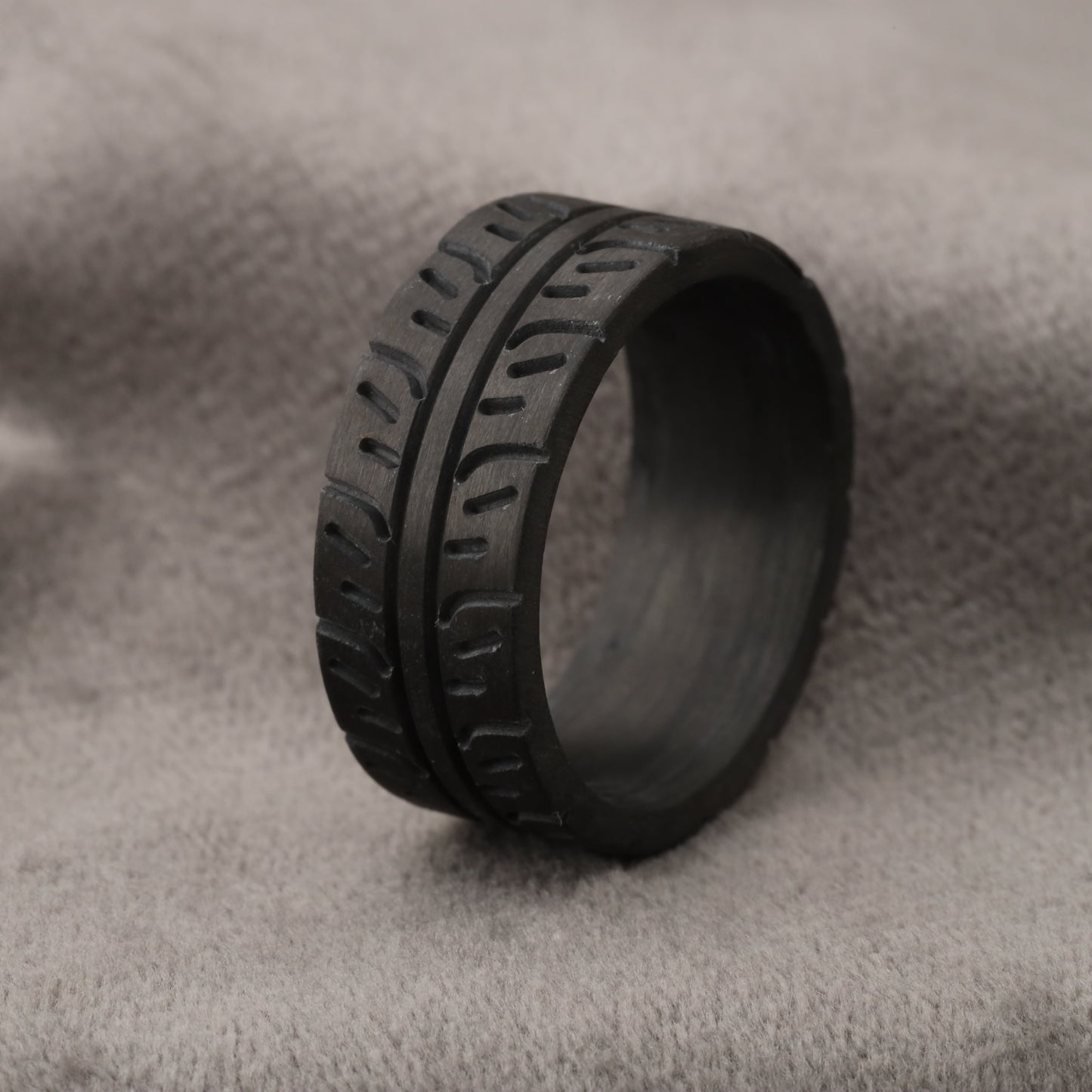 Carbon Fiber Ring with Tire Tread Pattern - 10mm Wide - A198