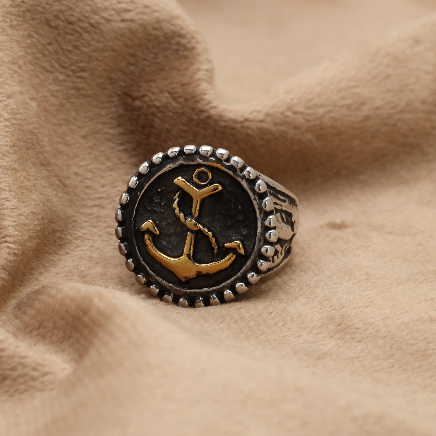 Golden Anchor Signet Stainless Steel Ring R6656
