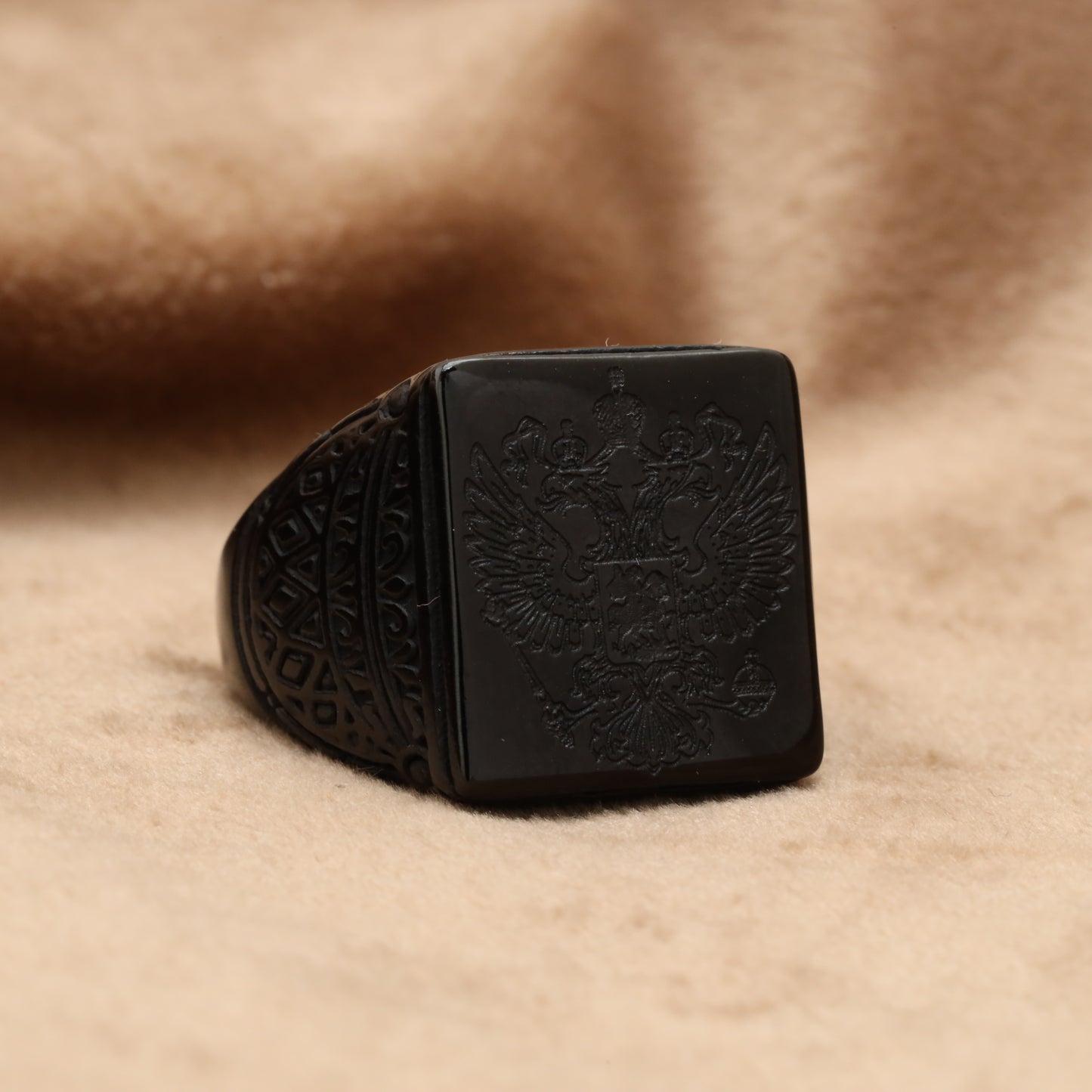 Double Eagle Black Stainless steel Ring R12