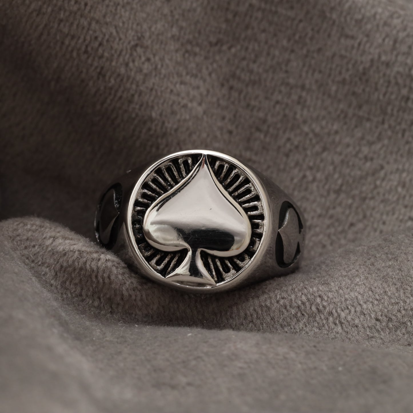 Ace of Spades Star Silver Stainless Steel Ring R17