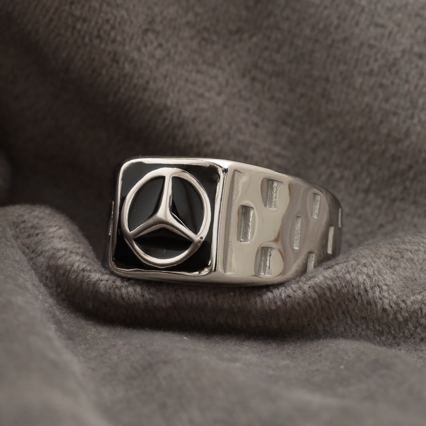 Three-Point Star Signet Silver Stainless Steel Ring R21