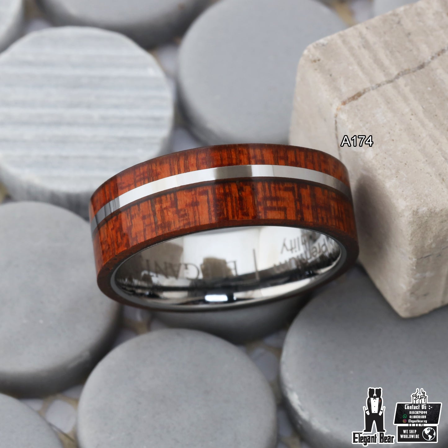 Tungsten Ring with Koa Wood Inlay - Protected for Daily Wear - 8mm - A174