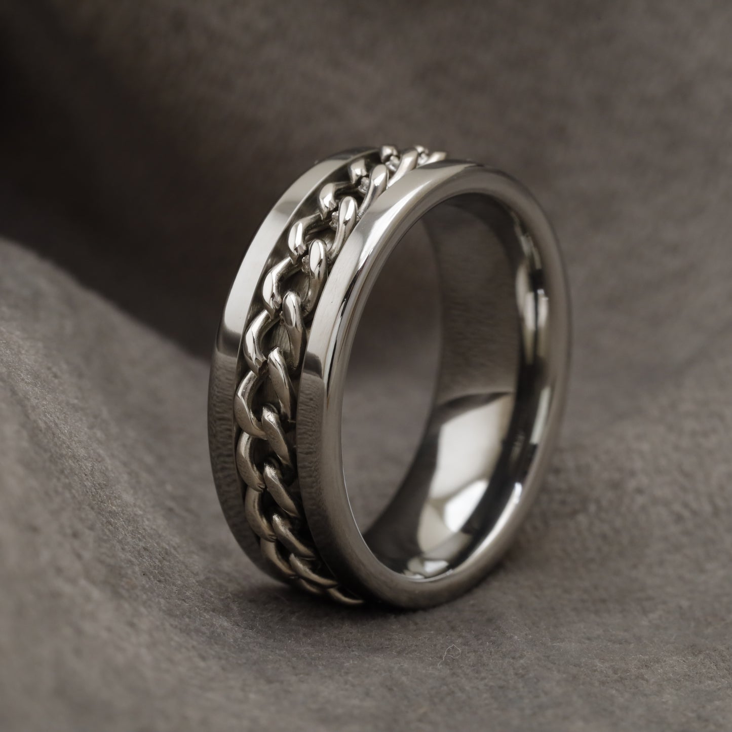 Silver Tungsten Chain Ring U1