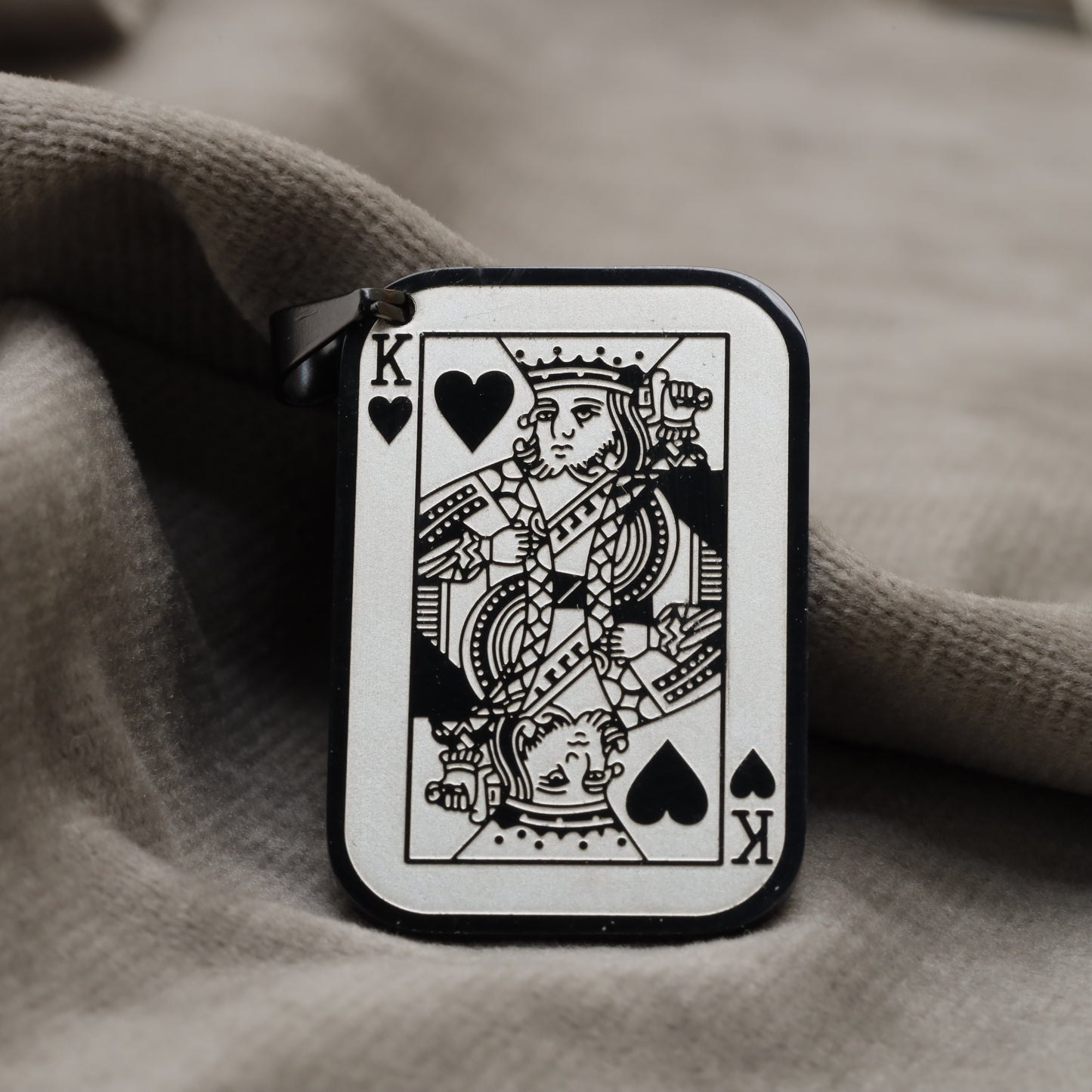 King of Hearts Playing Card Pendant Stainless Steel X2