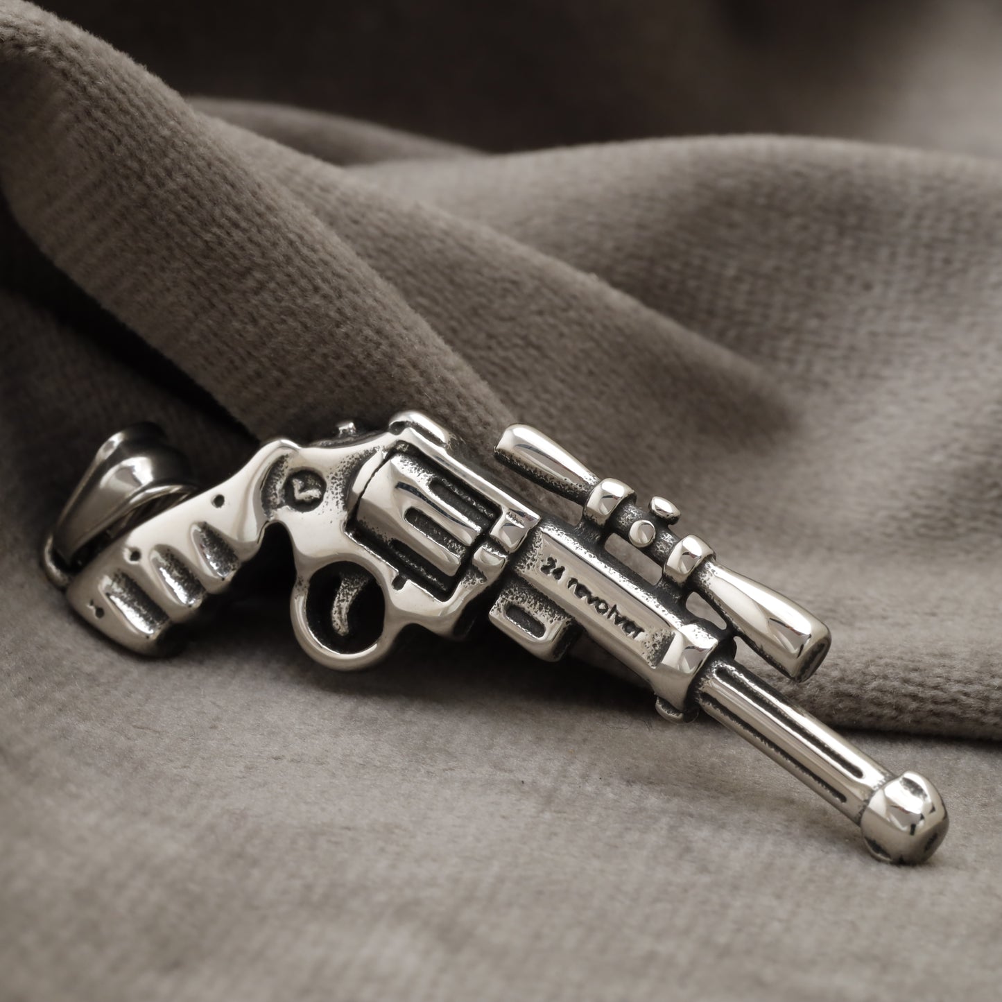 Revolver Gun Stainless Steel Pendant X12