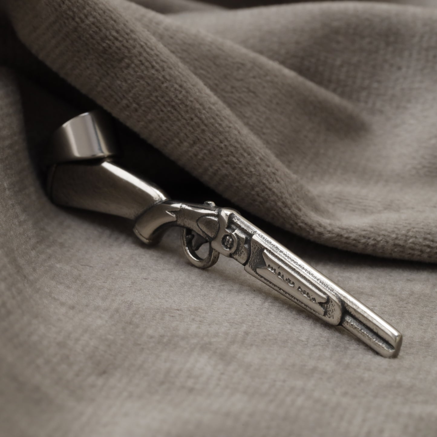 Vintage Revolver Gun Pendant Stainless Steel X1