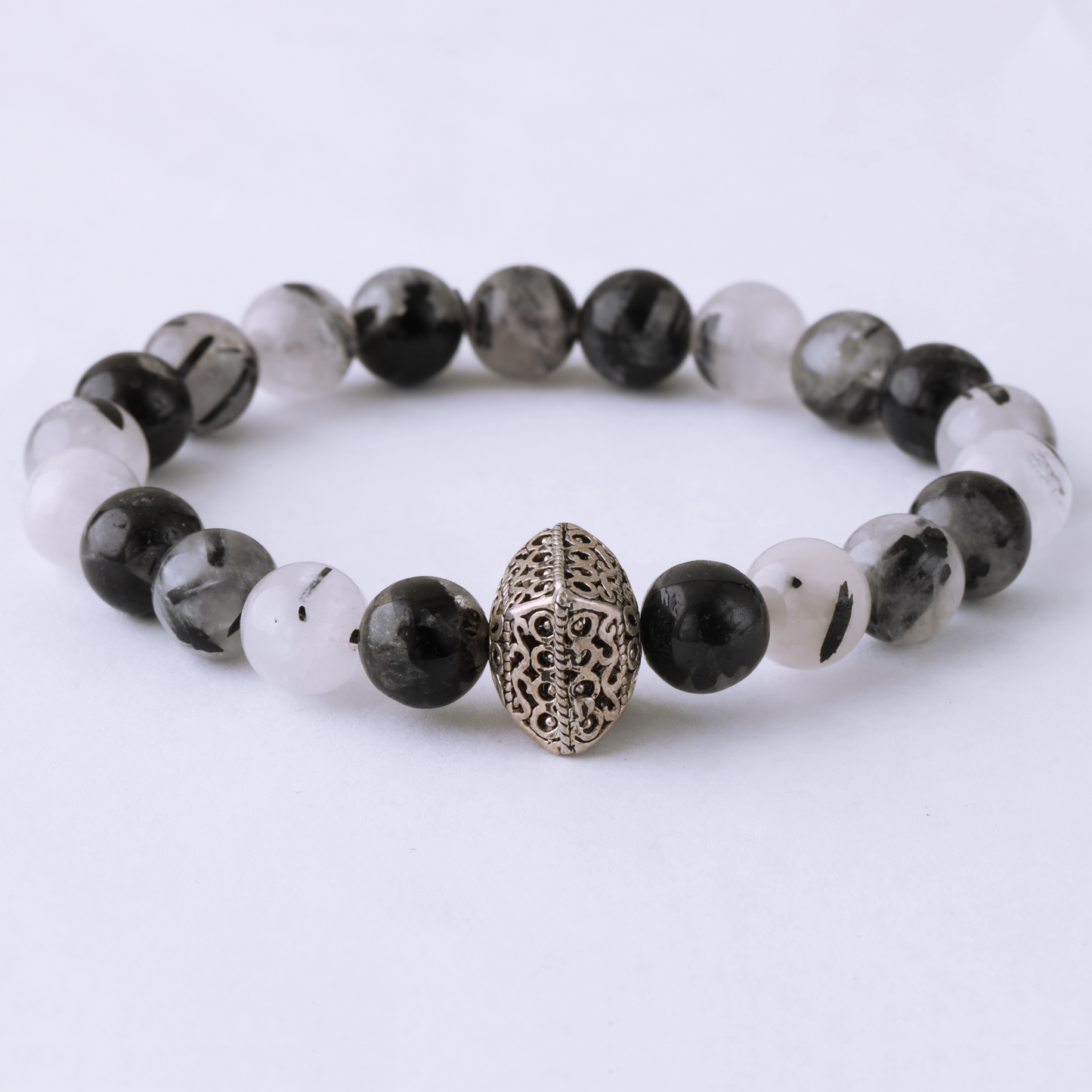 Natural Spherical Tourmaline Quartz with 925 Sterling Silver Toy LU206