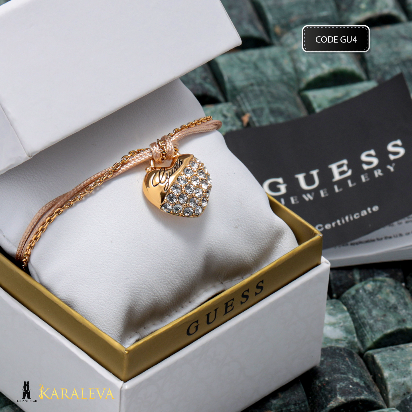 Guess Beige & Gold-Plated Stainless Steel Bracelet G4