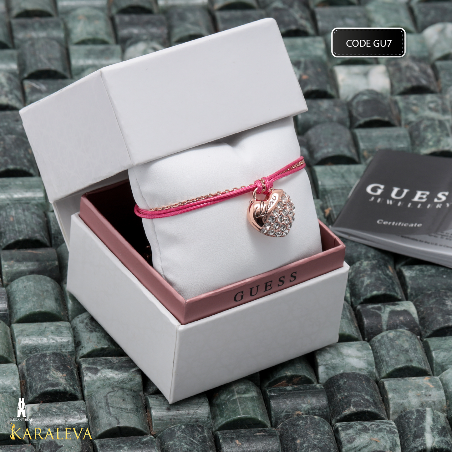 Guess Pink & Gold-Plated Stainless Steel Bracelet G6