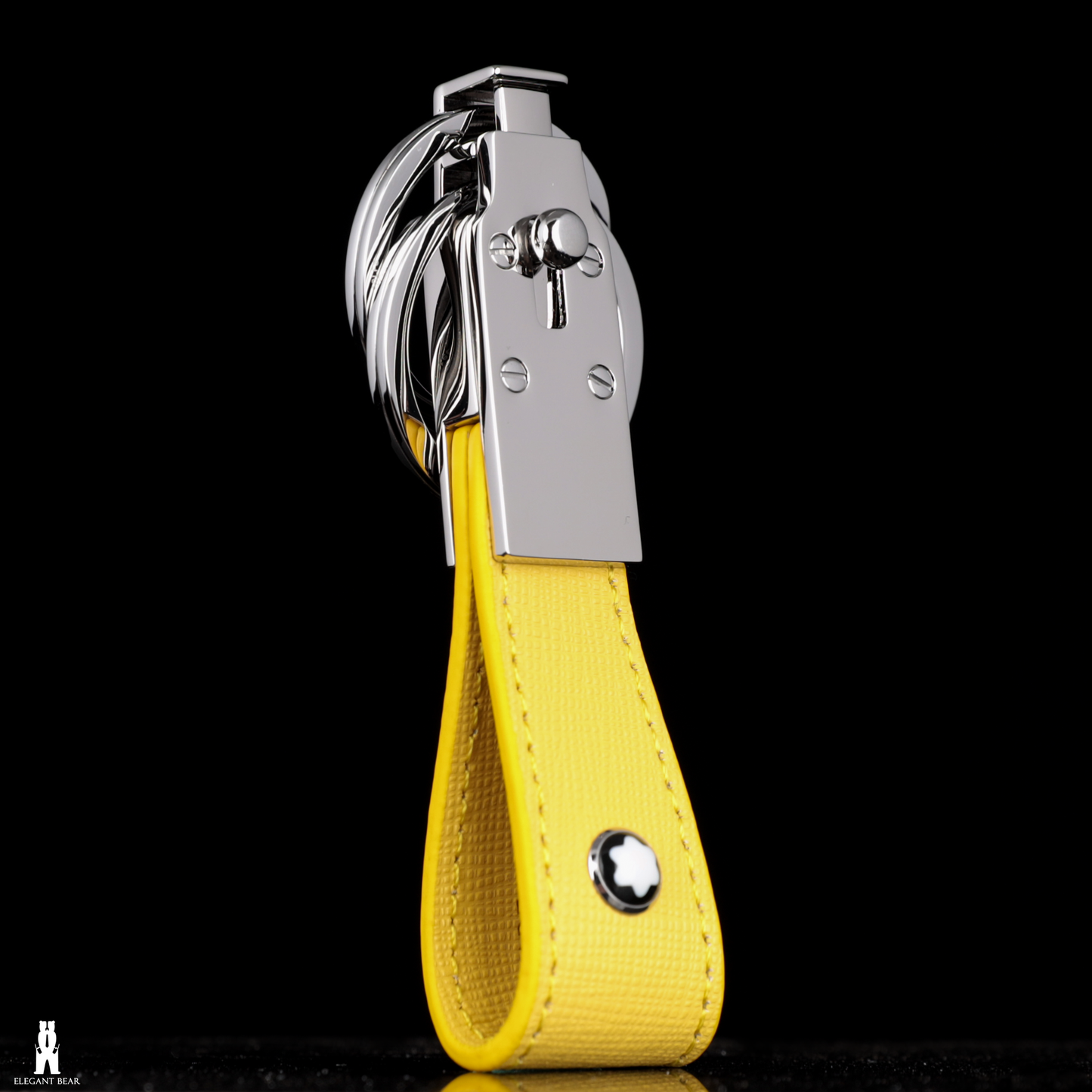 MONT BLANC Yellow Natural Leather & Stainless Steel Keychain K12