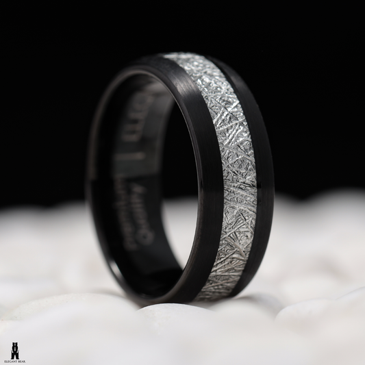 Tungsten Meteorite Inlaid Ring A134