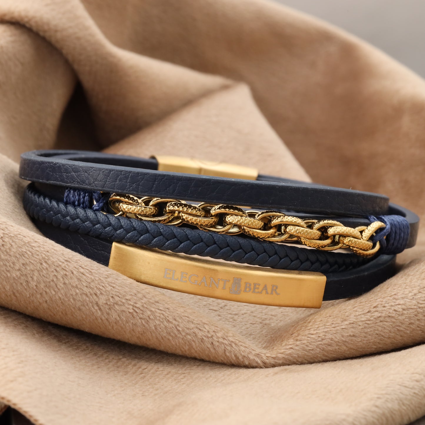 Natural Leather & Stainless Steel Bracelet L1147G