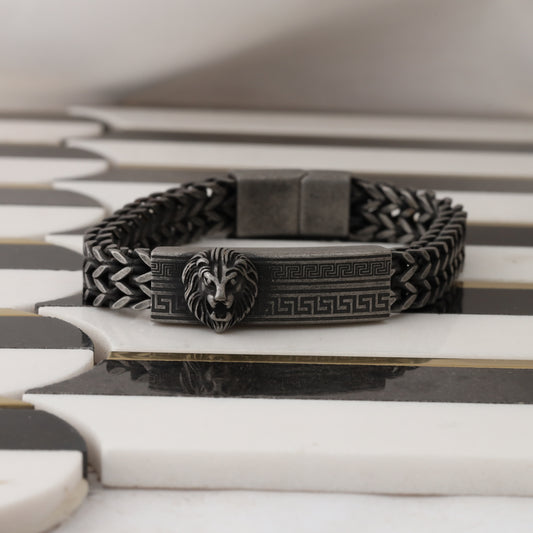 Lion Greek Pattern Stainless Steel Bracelet L1011