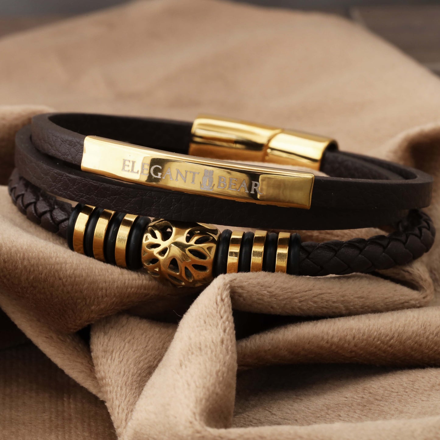 Elegant Bear Premium Multi-Layer Leather Bracelet - L1226