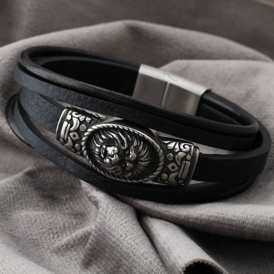 Black Leather Bracelet L1197