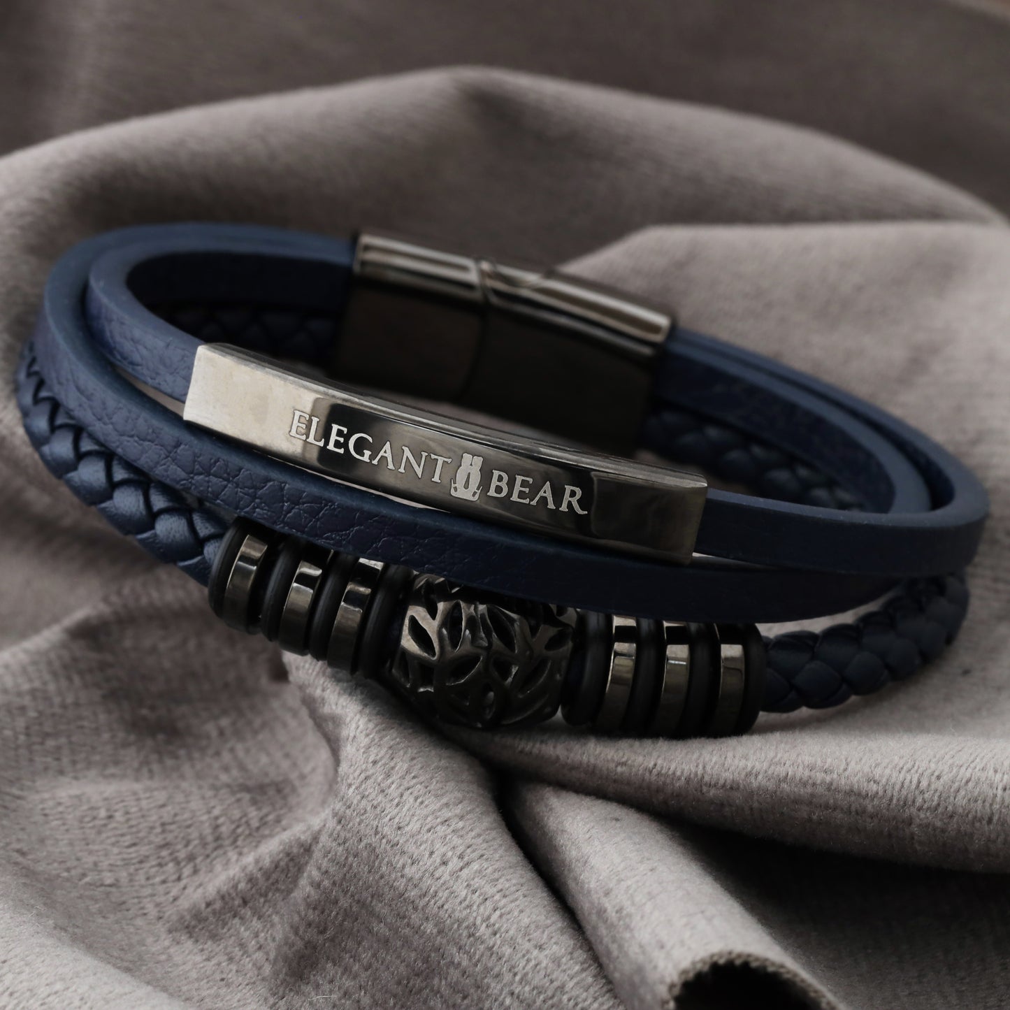 Natural Leather & Stainless Steel Bracelet L1221