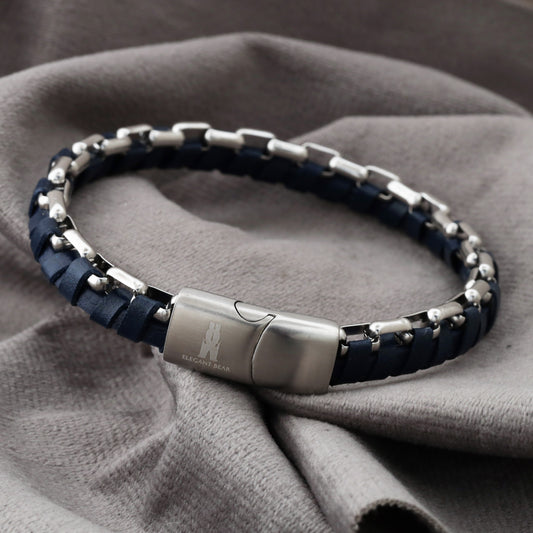 Natural Leather & Stainless Steel Bracelet L1210