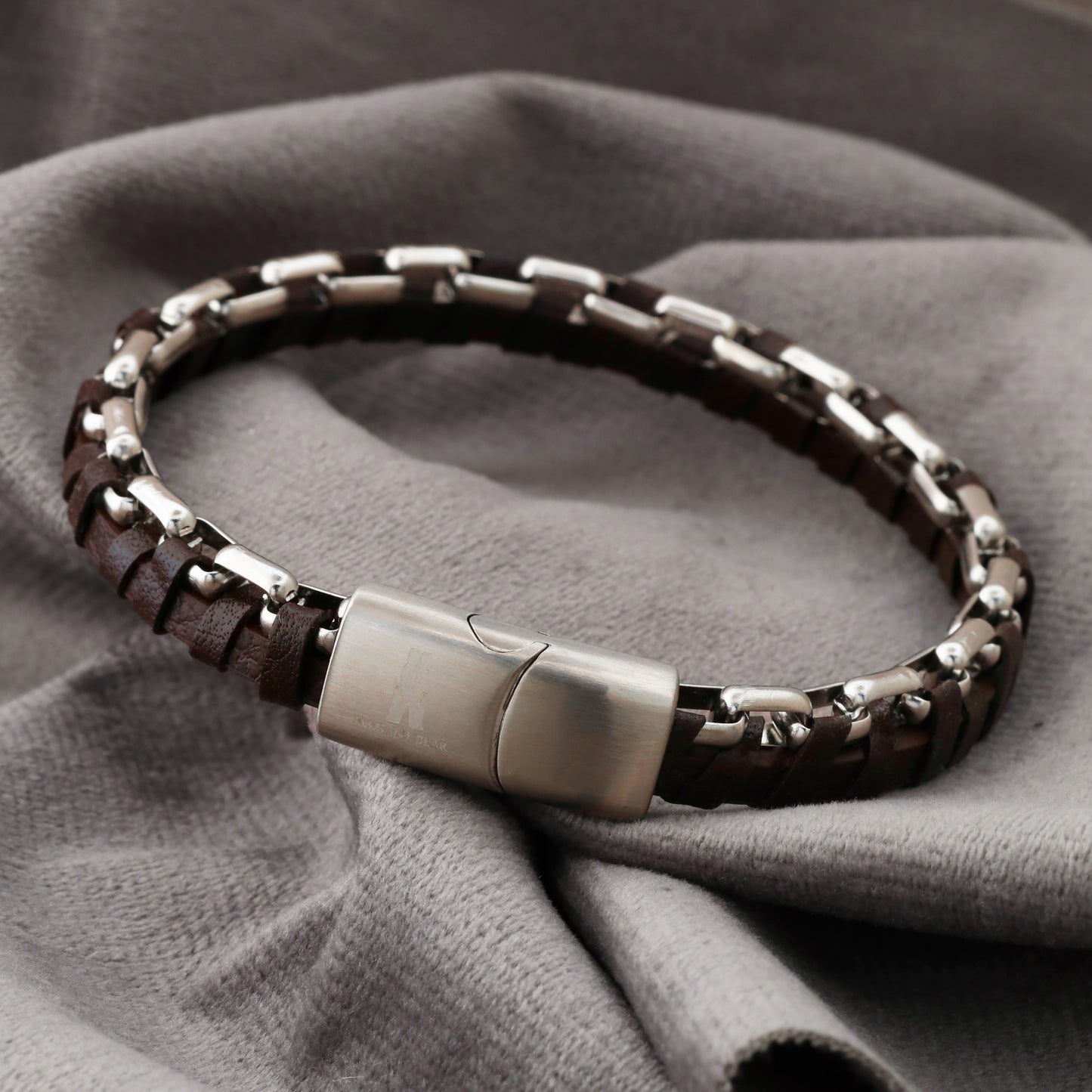 Natural Leather & Stainless Steel Bracelet L1209