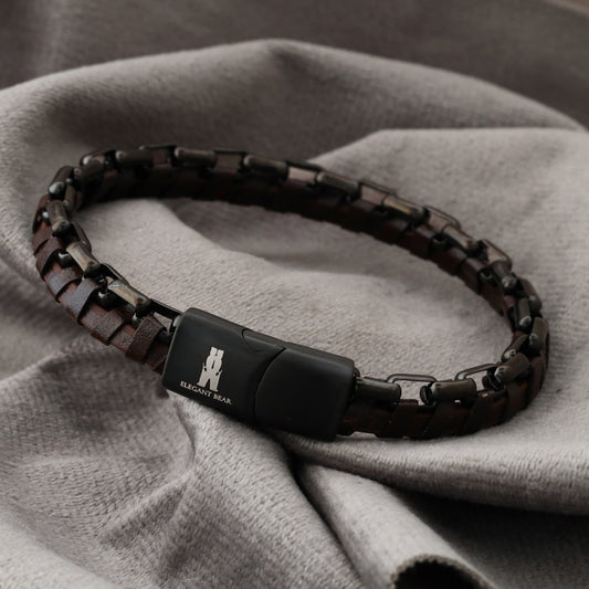 Natural Leather & Stainless Steel Bracelet L1208