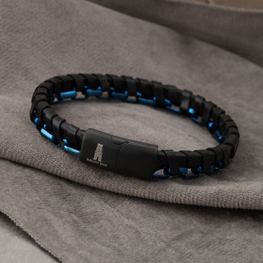 Natural Leather & Stainless Steel Bracelet L1235