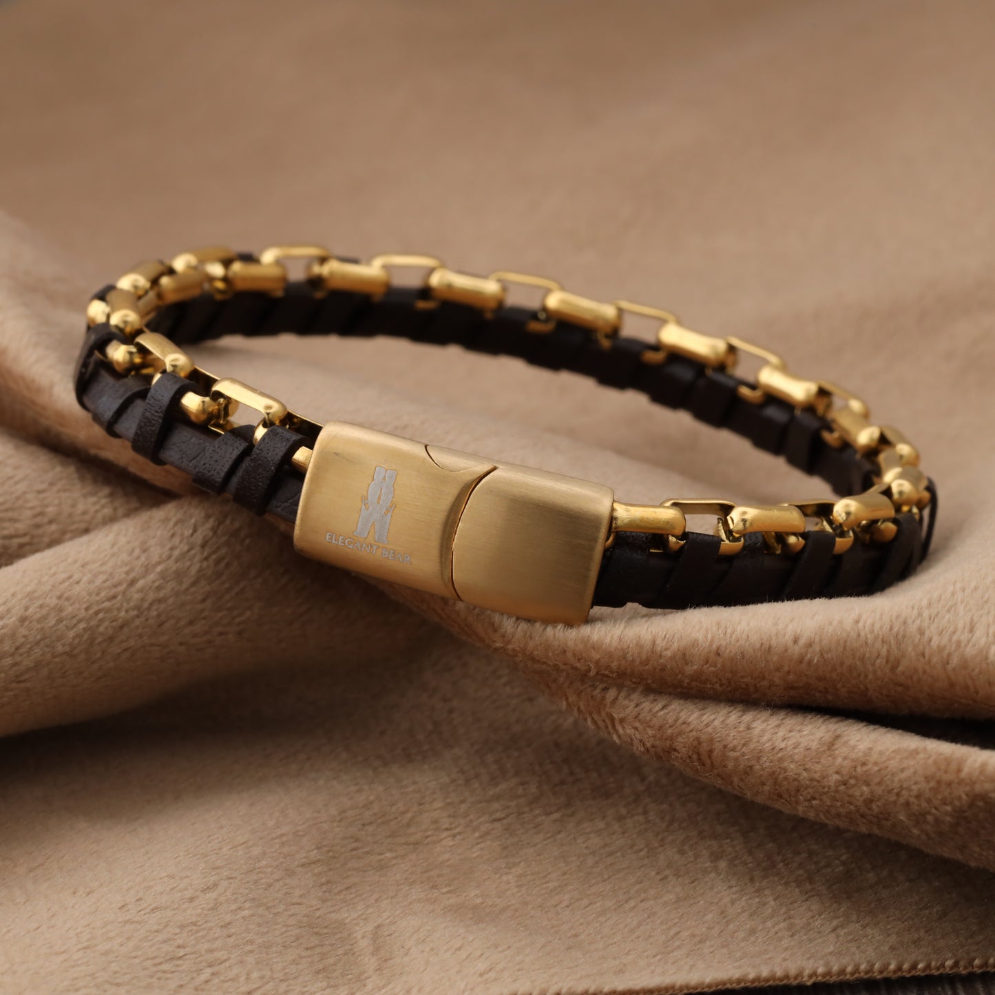 Natural Leather & Stainless Steel Bracelet L1232