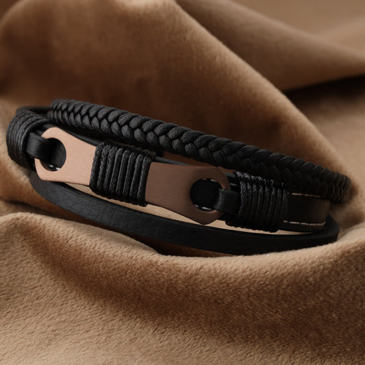 Black Leather Bracelet L1238