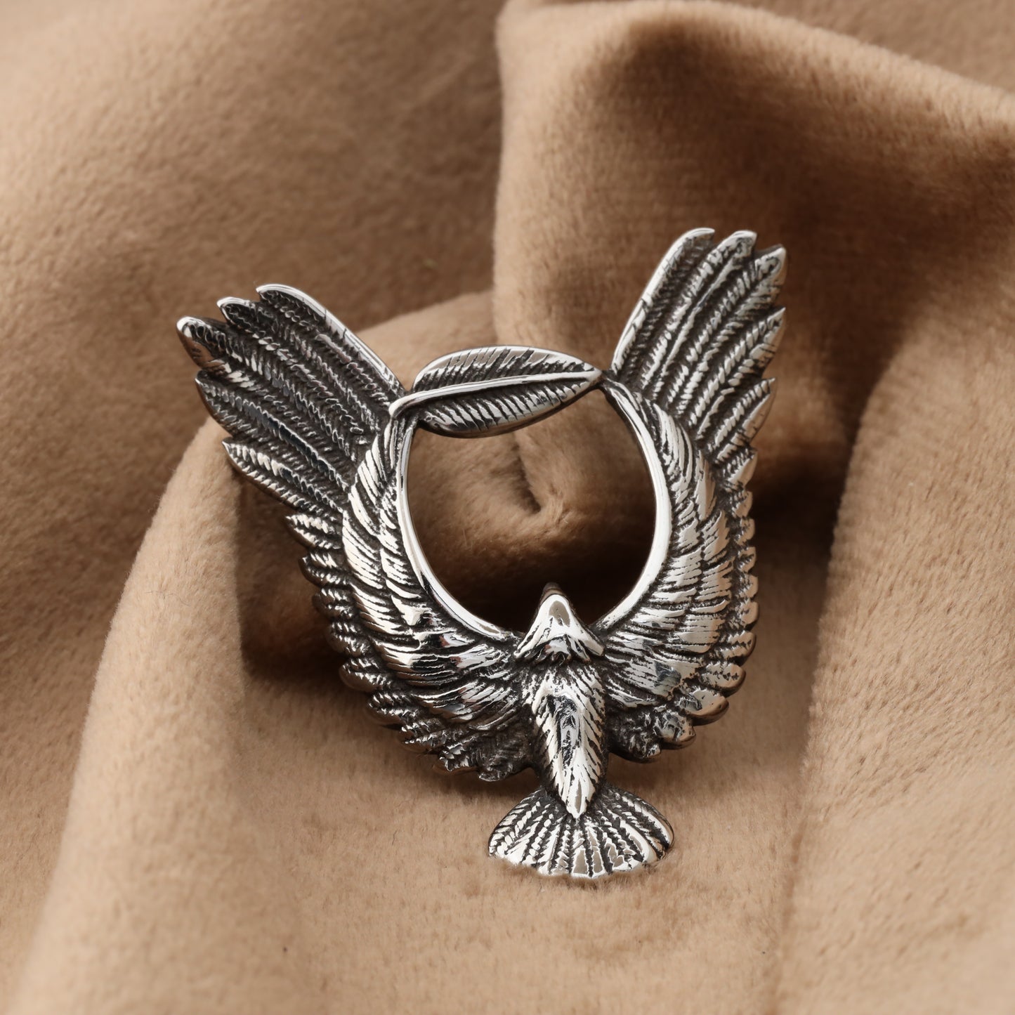 Eagle Wings Pendant - Silver Stainless Steel - Majestic Flight Design - S293