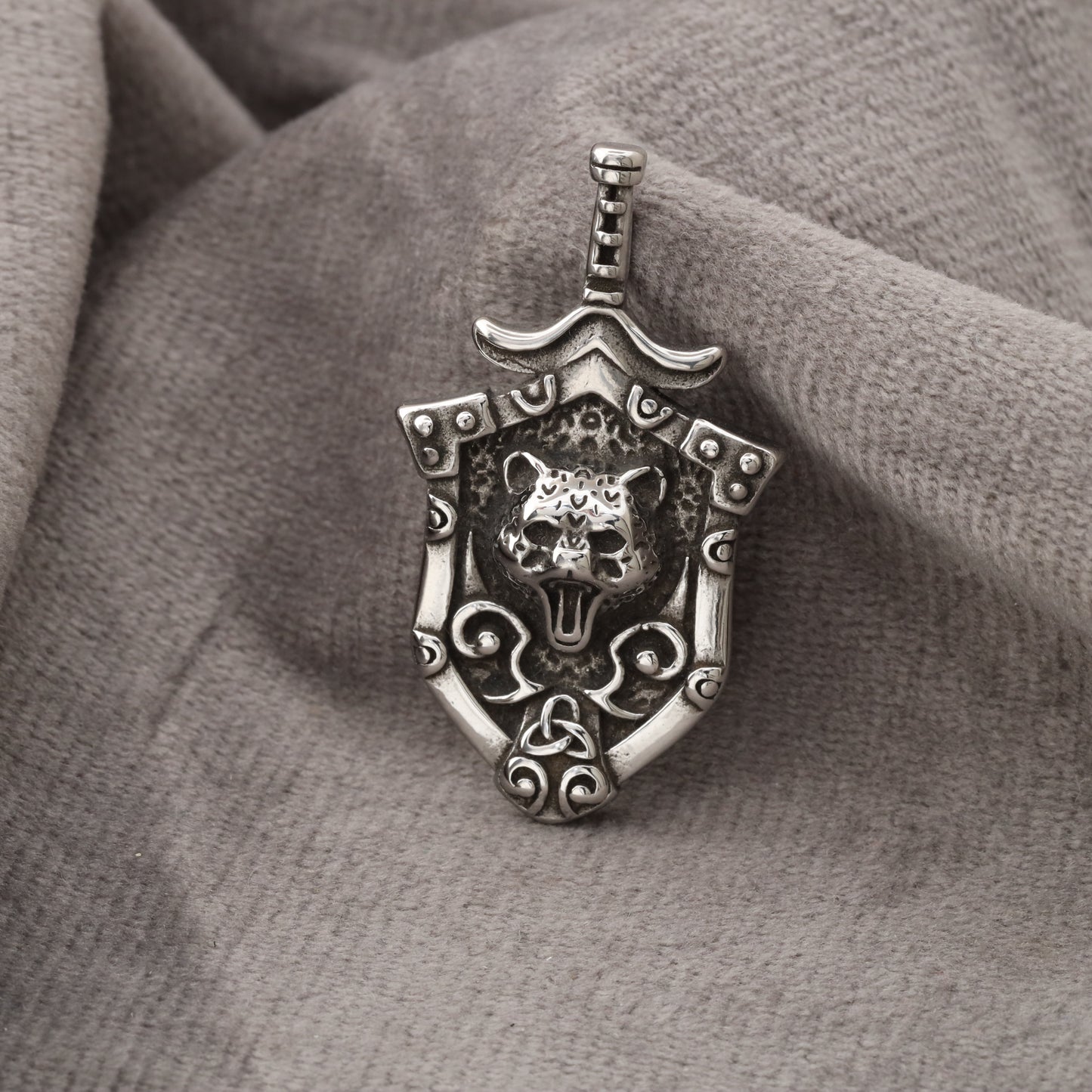 Shield & Sword Pendant - Premium Stainless Steel - Warrior Design - S286