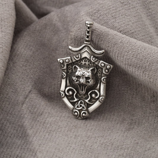 Shield & Sword Pendant - Premium Stainless Steel - Warrior Design - S286
