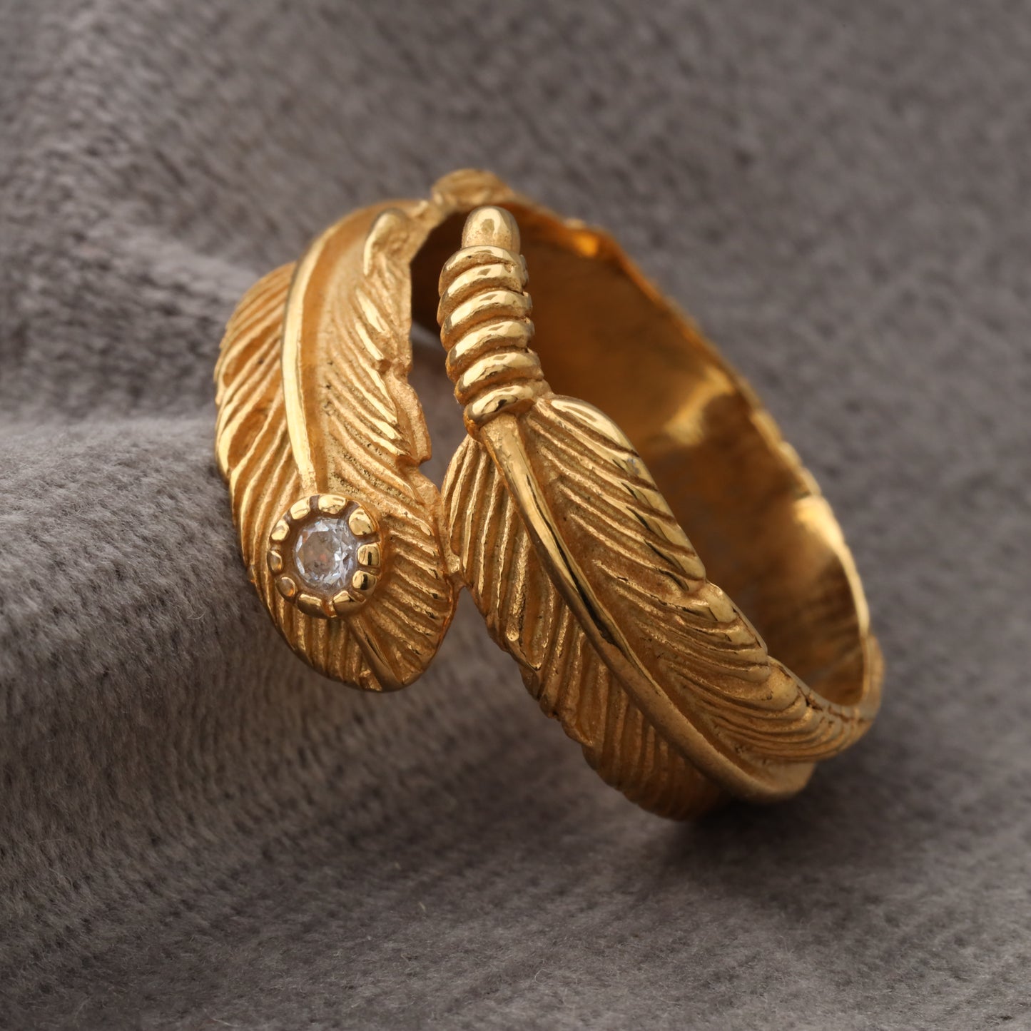 Feather Ring Stainless Steel Gold A30