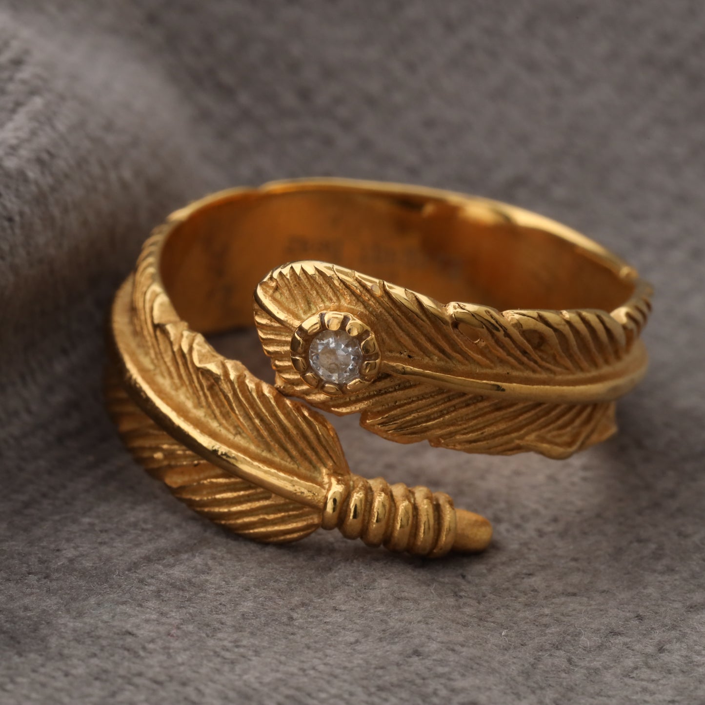 Feather Ring Stainless Steel Gold A30