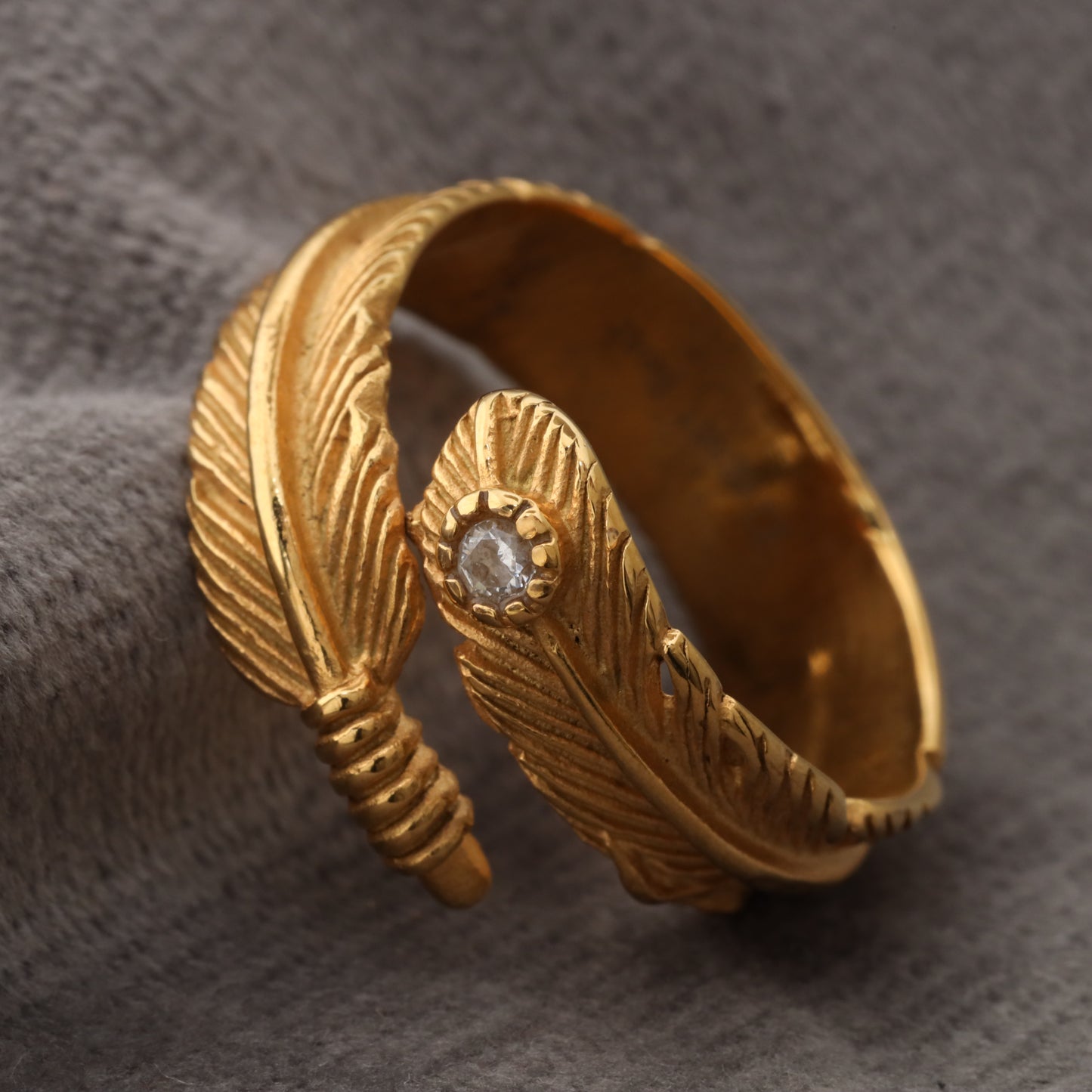Feather Ring Stainless Steel Gold A30