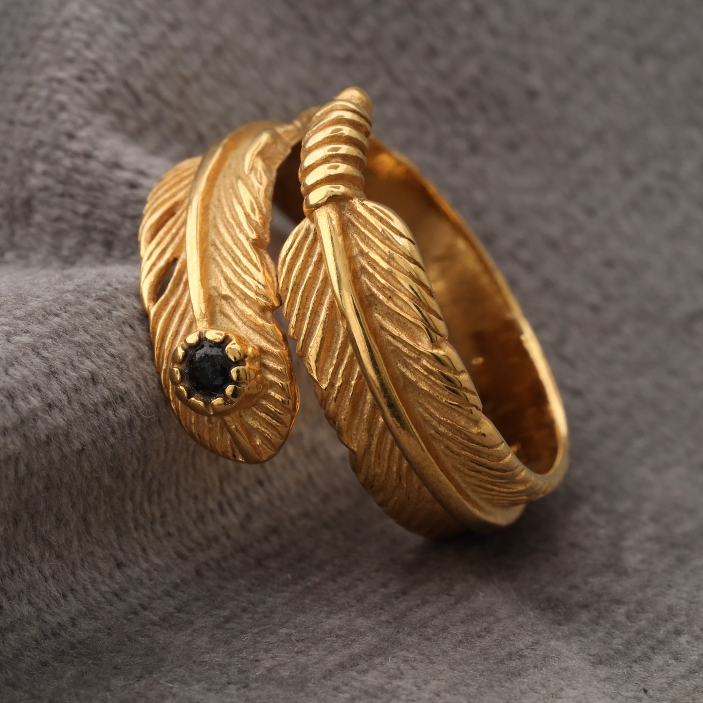 Feather Ring Stainless Steel Gold A31