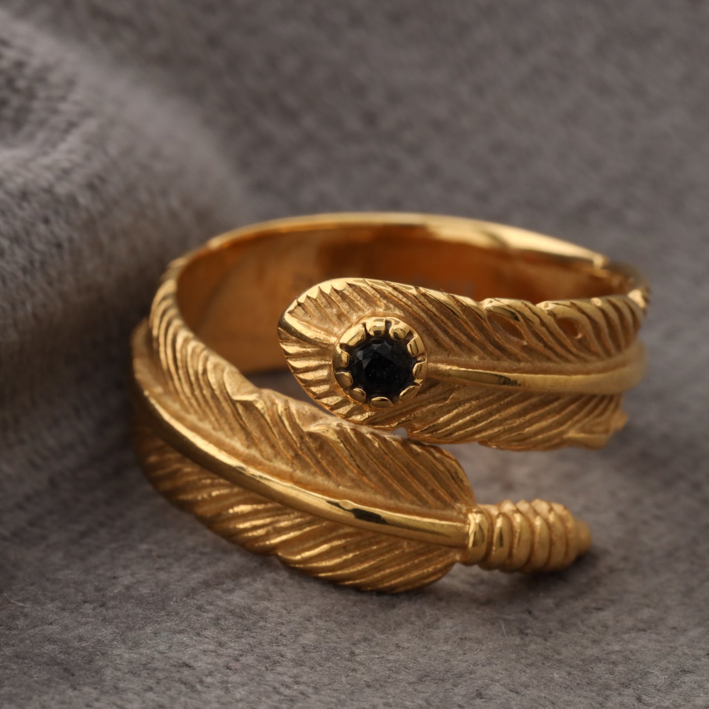 Feather Ring Stainless Steel Gold A31