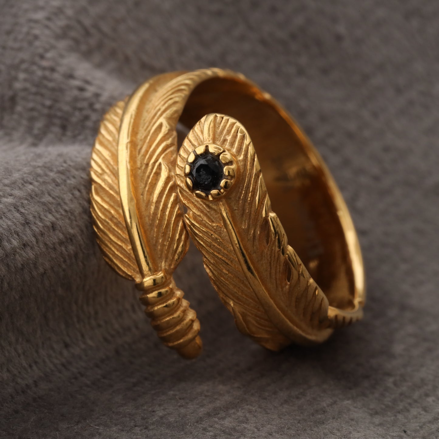 Feather Ring Stainless Steel Gold A31