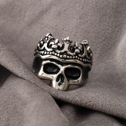 Silver Skull Crown Ring A67