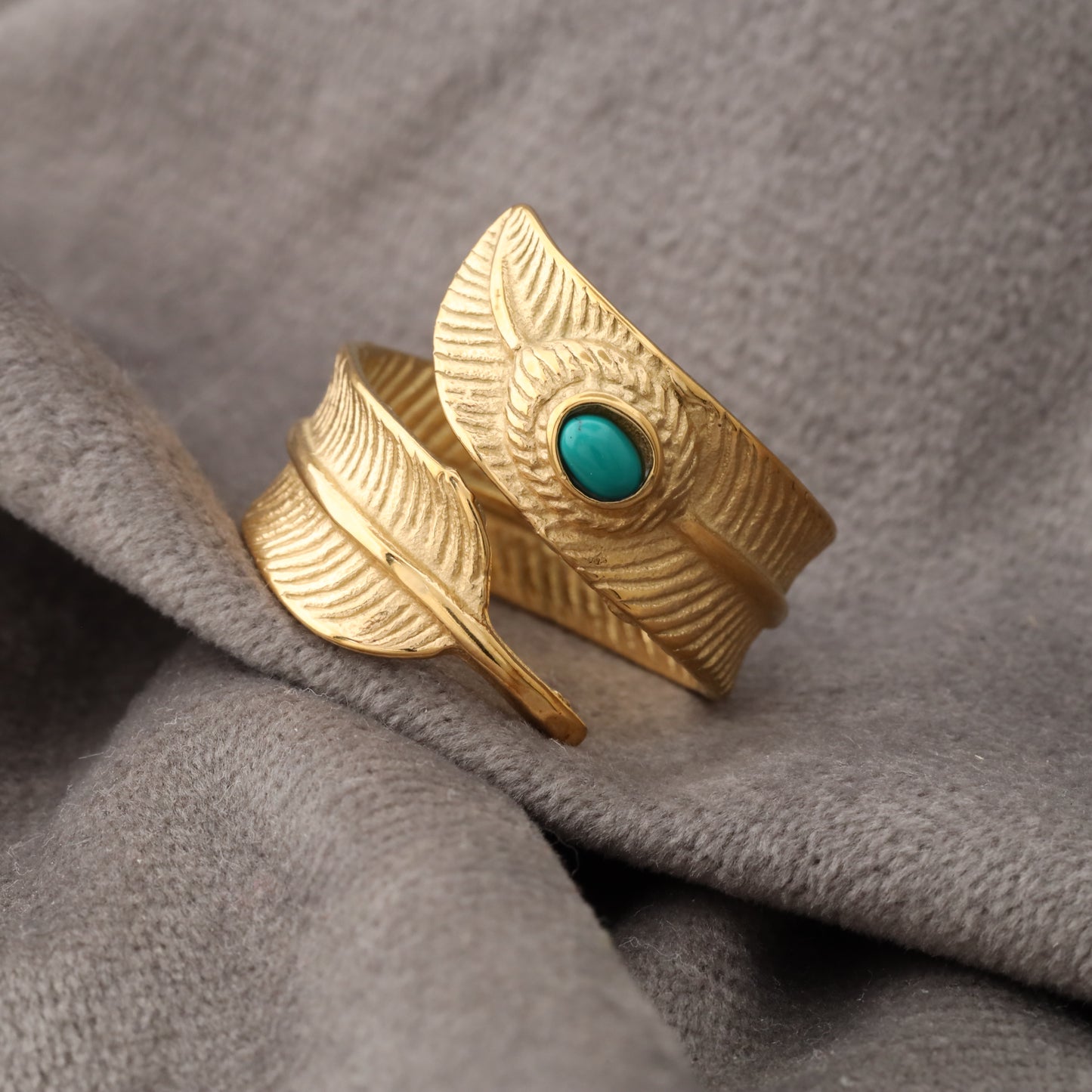 Golden Feather Ring A13