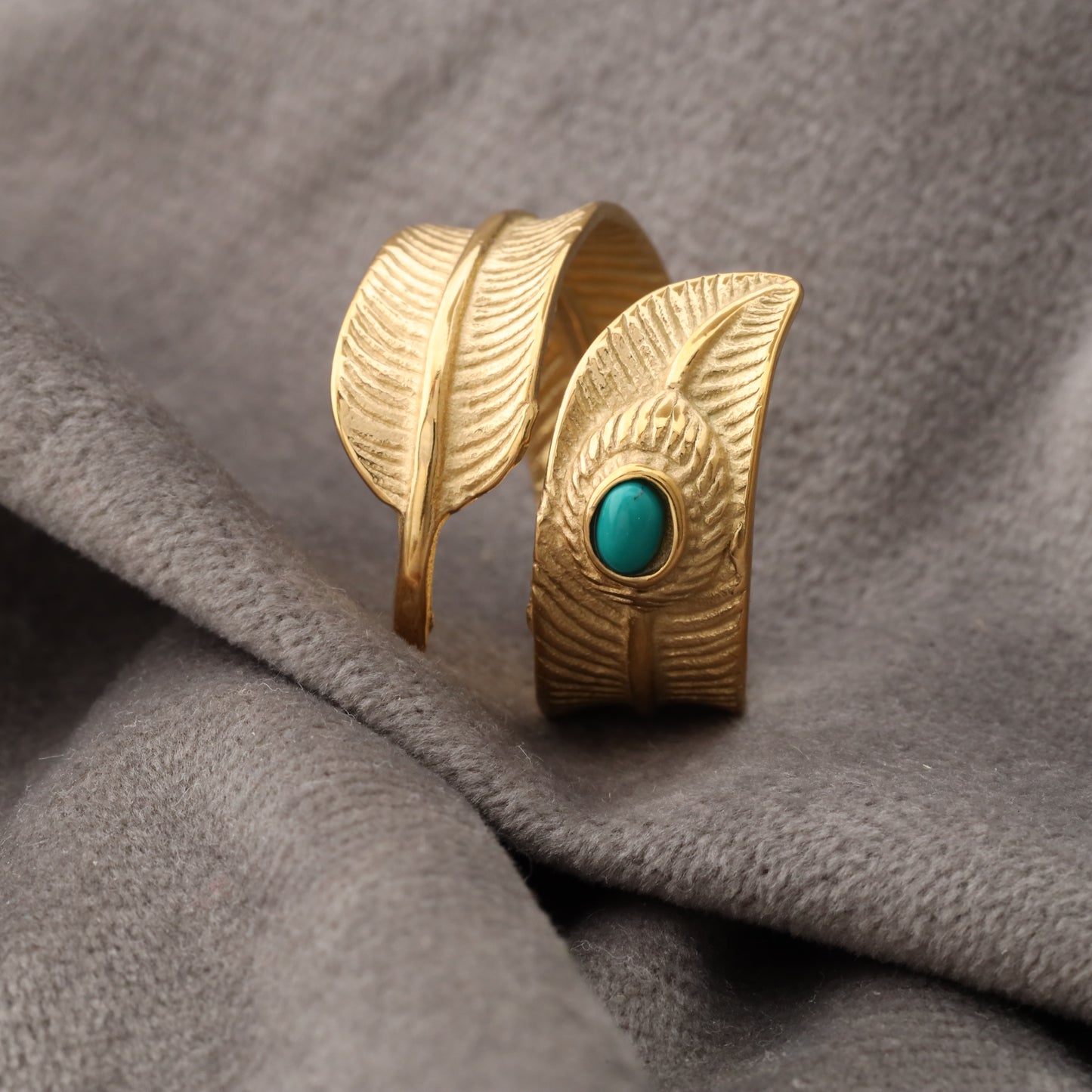 Golden Feather Ring A13