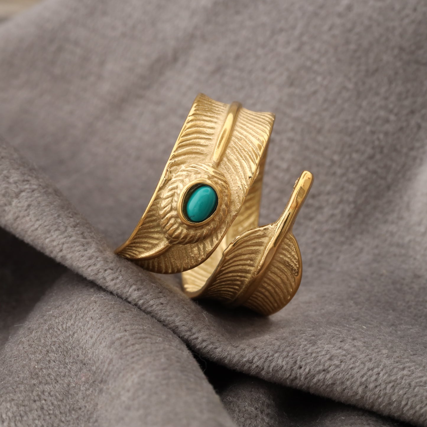 Golden Feather Ring A13
