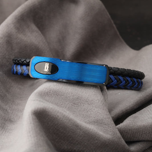 Natural Leather & Stainless Steel Bracelet L716