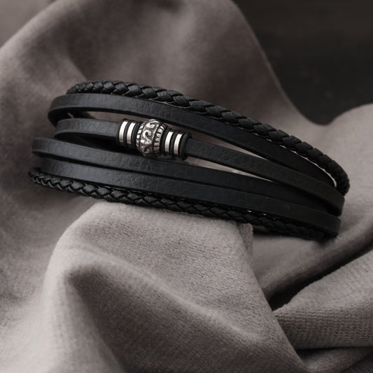 Natural Leather & Stainless Steel Bracelet LB2