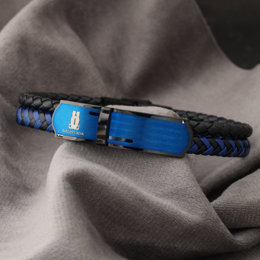 Natural Leather & Stainless Steel Bracelet L719