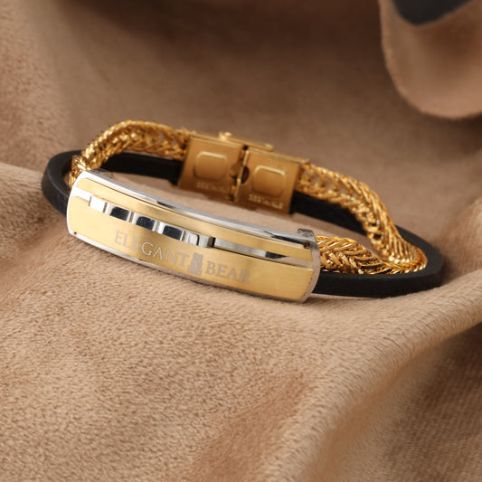 Natural Leather & Stainless Steel Bracelet L704